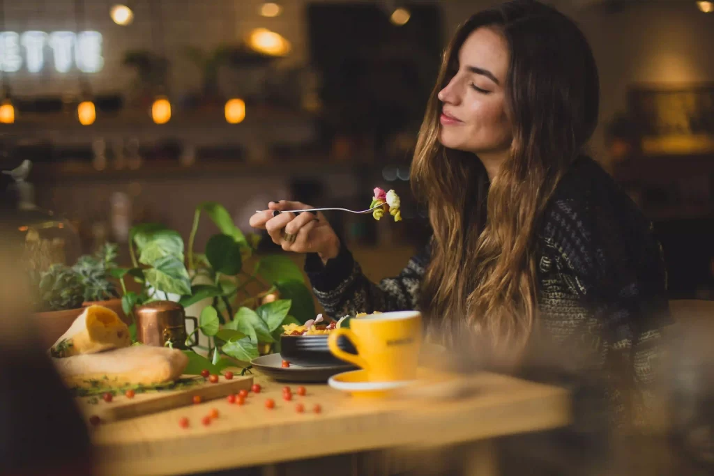 Woman eating nutritious meal for a healthy lifestyle
